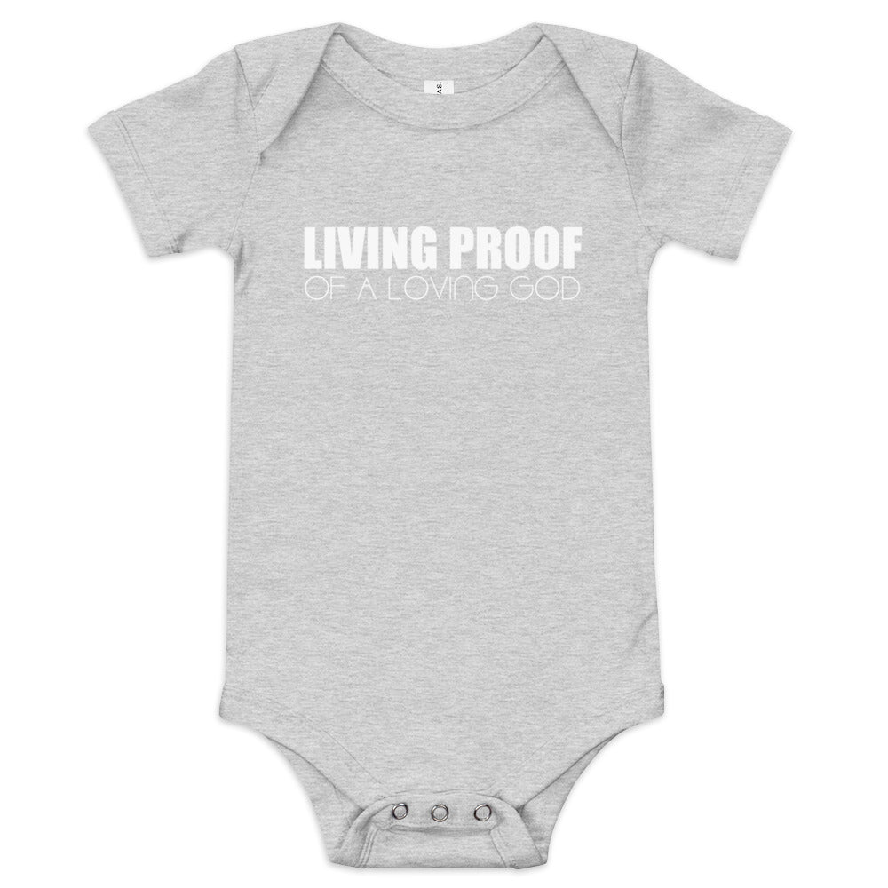 LIVING PROOF OF A LOVING GOD Baby short sleeve one piece