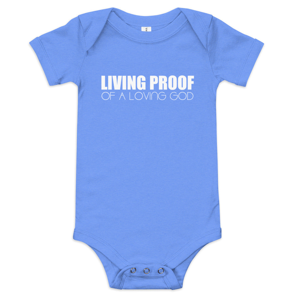 LIVING PROOF OF A LOVING GOD Baby short sleeve one piece