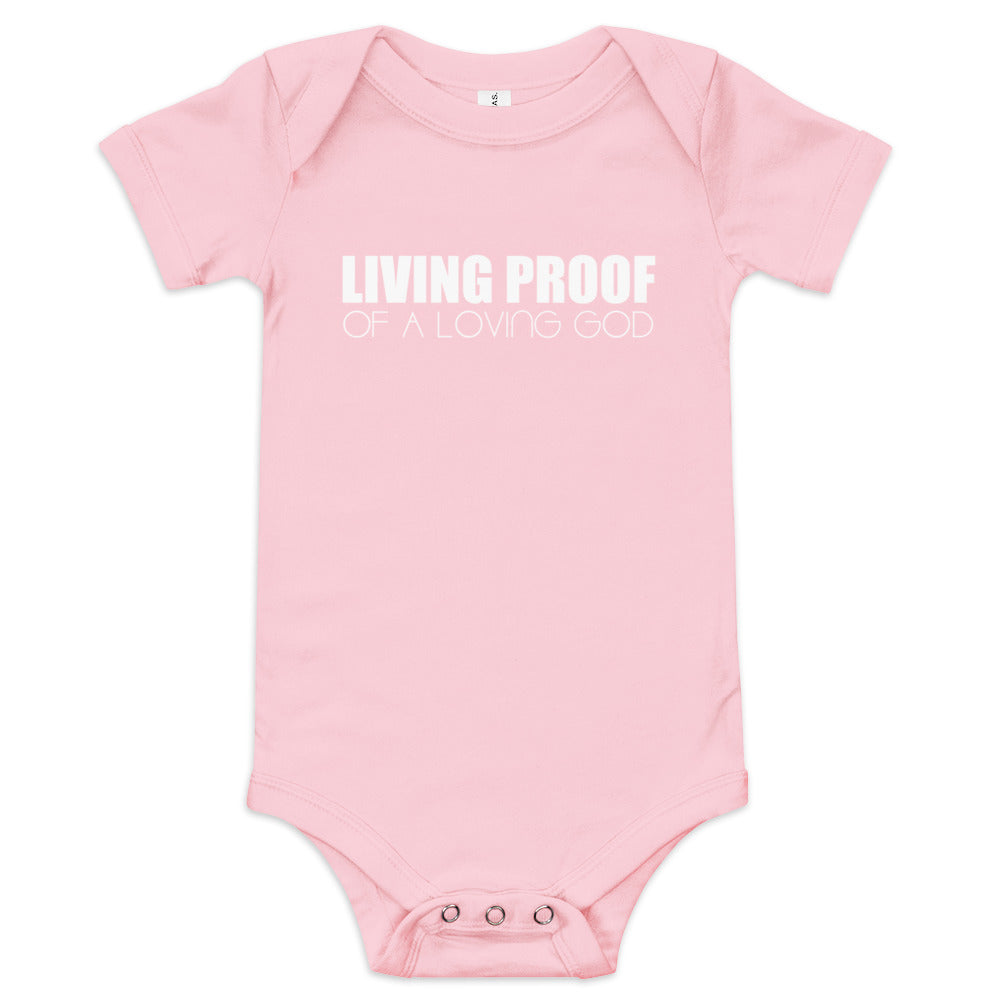 LIVING PROOF OF A LOVING GOD Baby short sleeve one piece