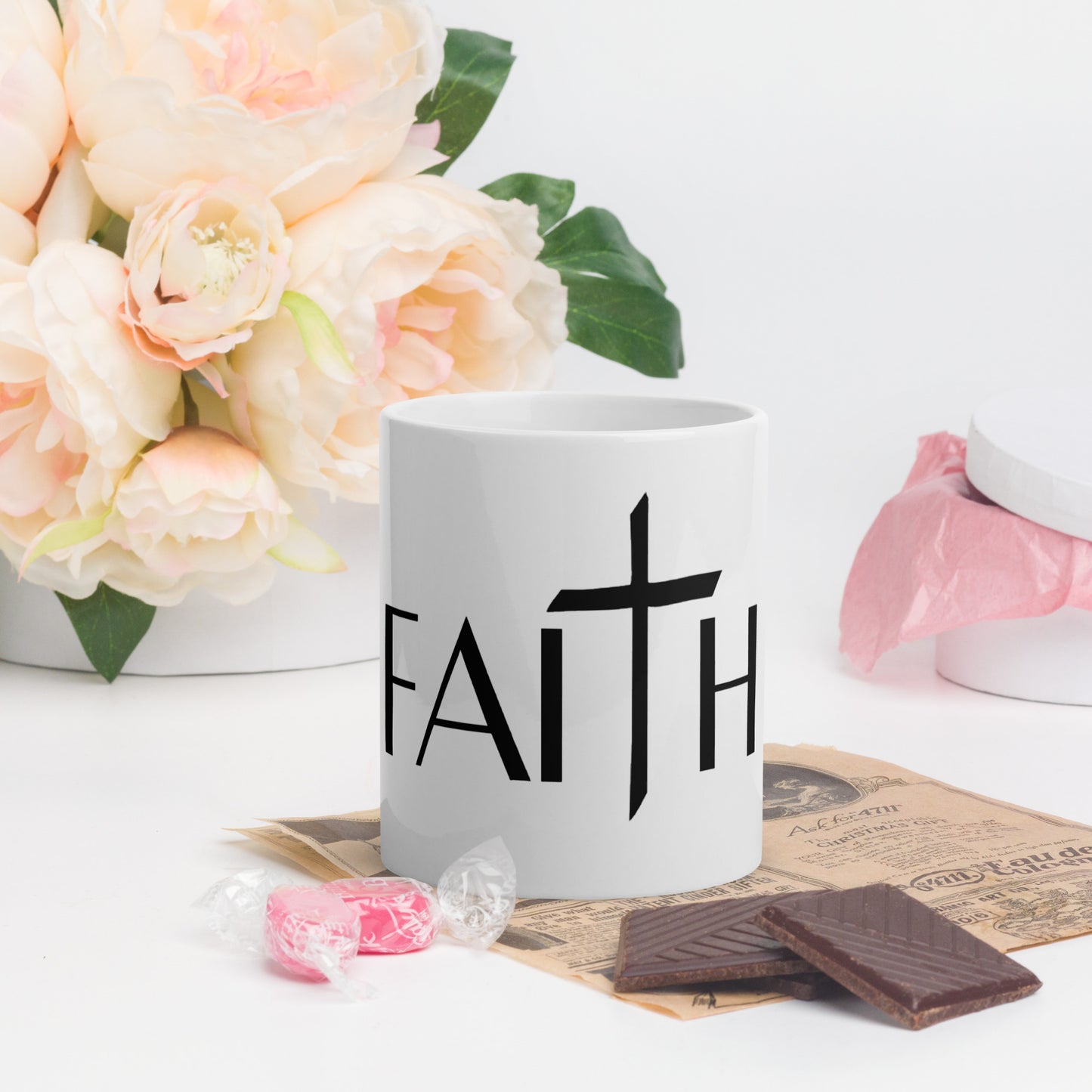 FAITH White glossy mug