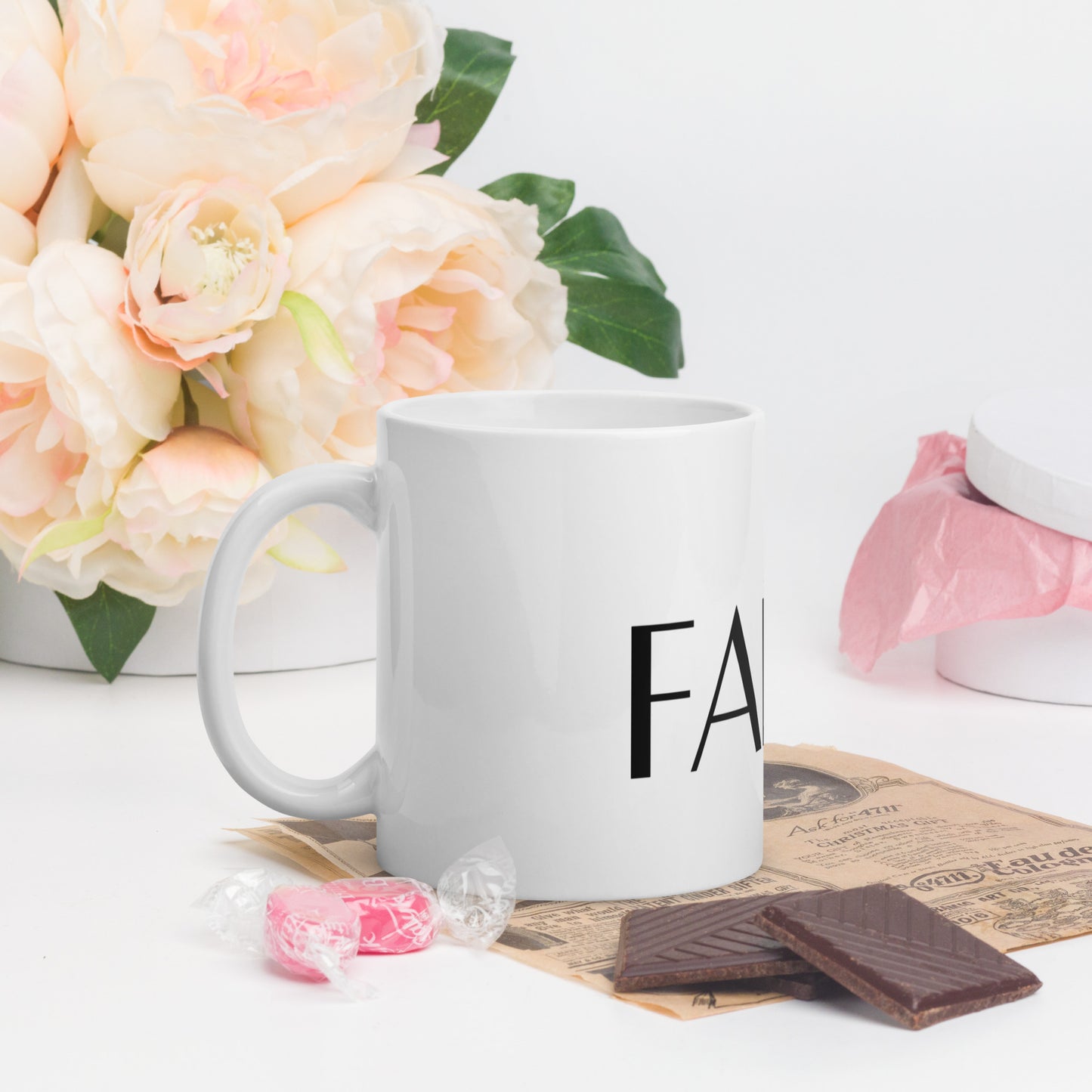 FAITH White glossy mug