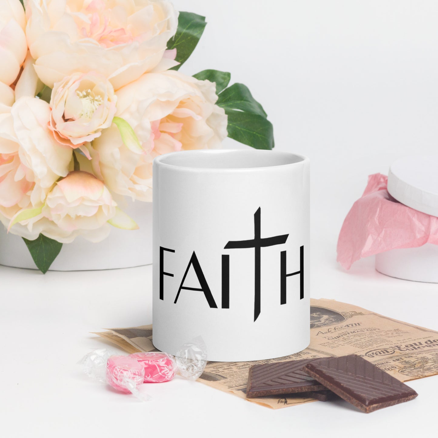 FAITH White glossy mug