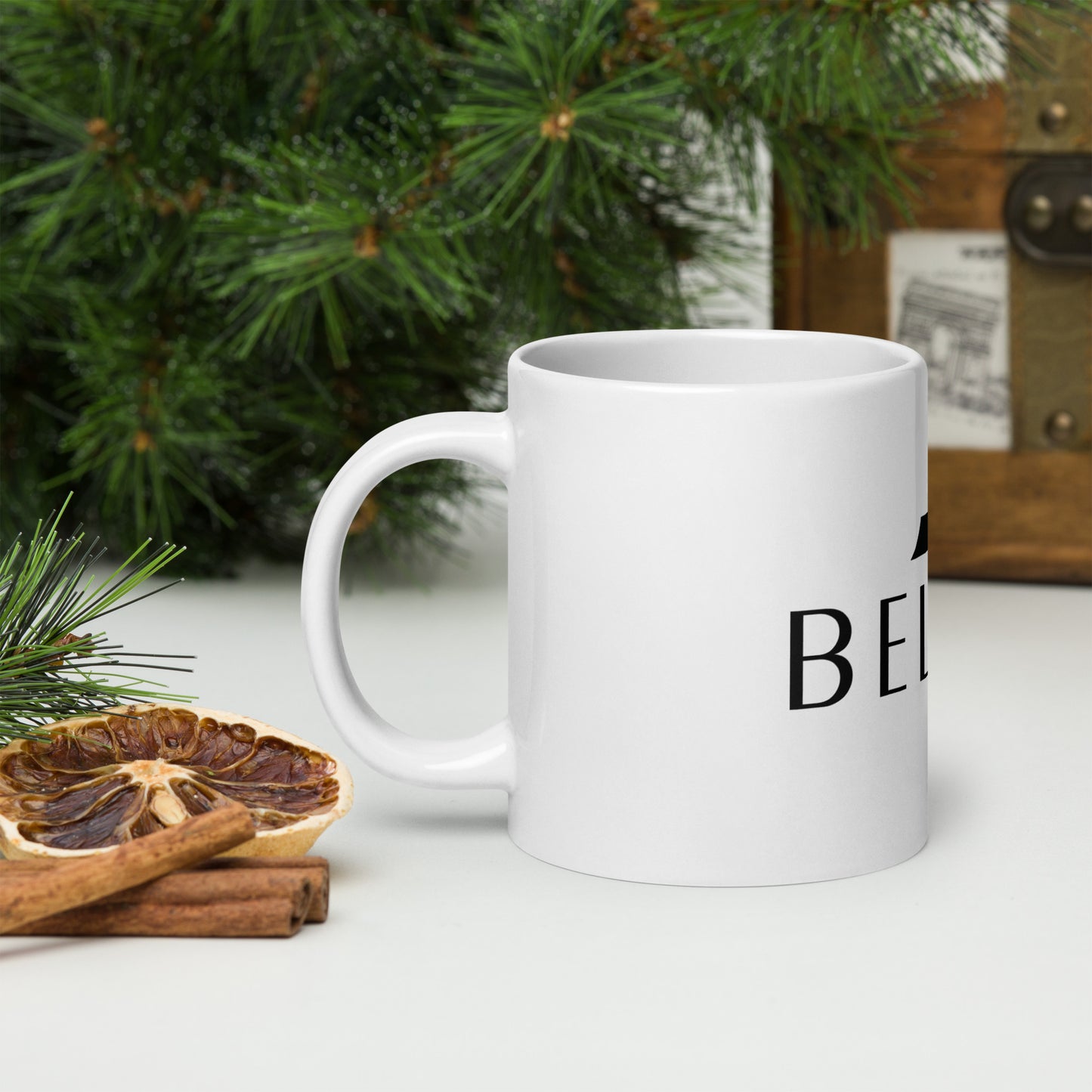 BELIEVE White glossy mug